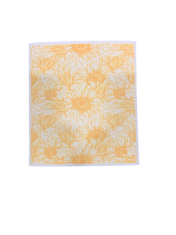 Hand Drawn Sunflowers Natural Sponge Cloth
