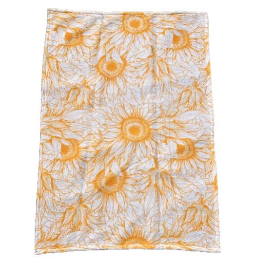 Hand Drawn Sunflowers Sure Grip Kitchen Towel